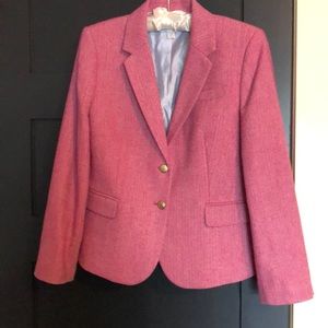 J Crew Wool Blazer in Pink Chevron